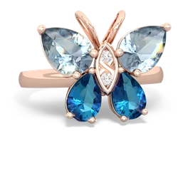 Aquamarine Butterfly 14K Rose Gold ring R2215