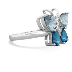 Aquamarine Butterfly 14K White Gold ring R2215