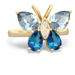 Aquamarine Butterfly 14K Yellow Gold ring R2215