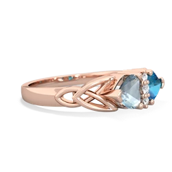 Aquamarine Celtic Knot Double Heart 14K Rose Gold ring R5040