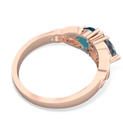 Aquamarine Celtic Knot Double Heart 14K Rose Gold ring R5040