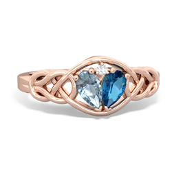 Aquamarine Celtic Love Knot 14K Rose Gold ring R5420