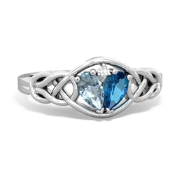 Aquamarine Celtic Love Knot 14K White Gold ring R5420