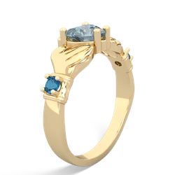 Aquamarine Claddagh Keepsake 14K Yellow Gold ring R5245