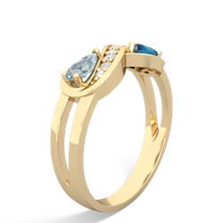 Aquamarine Diamond Infinity 14K Yellow Gold ring R5390