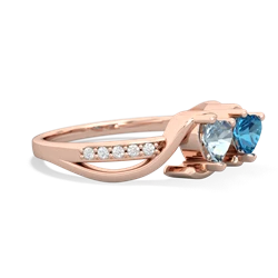 Aquamarine Side By Side 14K Rose Gold ring R3090