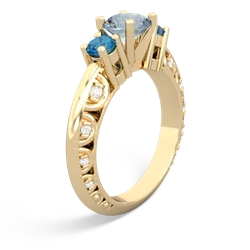 Aquamarine Art Deco Eternal Embrace Engagement 14K Yellow Gold ring C2003