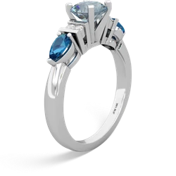 Aquamarine 6Mm Round Eternal Embrace Engagement 14K White Gold ring R2005