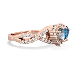 Aquamarine Diamond Twist 'One Heart' 14K Rose Gold ring R2640HRT