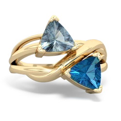 Aquamarine Split Band Swirl 14K Yellow Gold ring R2341