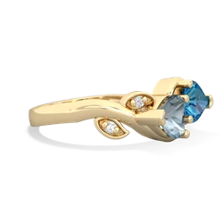 Aquamarine Floral Elegance 14K Yellow Gold ring R5790