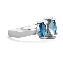 Aquamarine Three Peeks 14K White Gold ring R2433