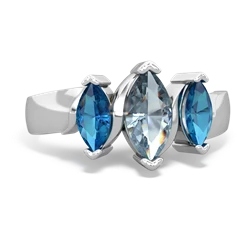 Aquamarine Three Peeks 14K White Gold ring R2433