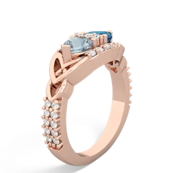 Aquamarine Sparkling Celtic Knot 14K Rose Gold ring R2645