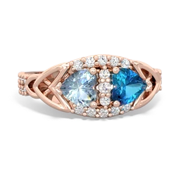 Aquamarine Sparkling Celtic Knot 14K Rose Gold ring R2645