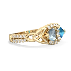 Aquamarine Sparkling Celtic Knot 14K Yellow Gold ring R2645