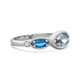 Aquamarine Milgrain Marquise 14K White Gold ring R5700