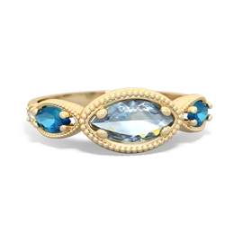 Aquamarine Milgrain Marquise 14K Yellow Gold ring R5700