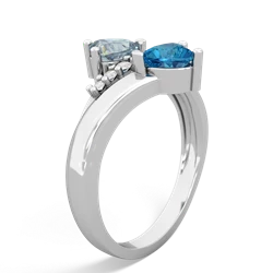 Aquamarine Heart To Heart 14K White Gold ring R2064