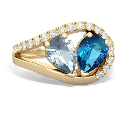 Aquamarine Nestled Heart Keepsake 14K Yellow Gold ring R5650