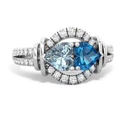 Aquamarine Art-Deco Keepsake 14K White Gold ring R5630