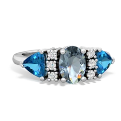 Aquamarine Antique Style Three Stone 14K White Gold ring R2186