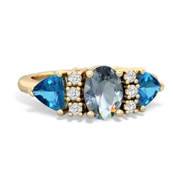 Aquamarine Antique Style Three Stone 14K Yellow Gold ring R2186