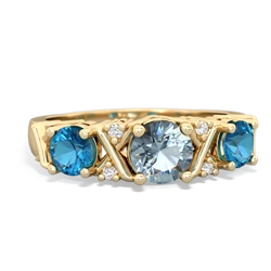 Aquamarine Hugs And Kisses 14K Yellow Gold ring R5016