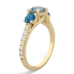 Aquamarine Pave Trellis 14K Yellow Gold ring R5500