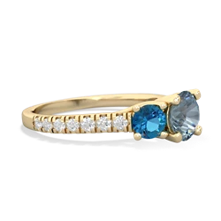 Aquamarine Pave Trellis 14K Yellow Gold ring R5500