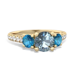 Aquamarine Pave Trellis 14K Yellow Gold ring R5500