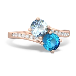 Aquamarine Channel Set Two Stone 14K Rose Gold ring R5303