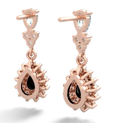 Aquamarine Halo Pear Dangle 14K Rose Gold earrings E1882