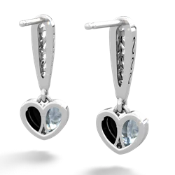 Aquamarine Filligree Heart 14K White Gold earrings E5070