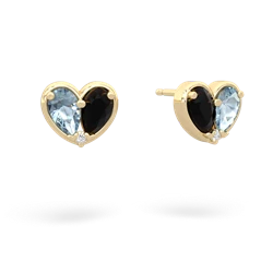 Aquamarine 'Our Heart' 14K Yellow Gold earrings E5072