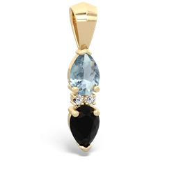 Aquamarine Bowtie Drop 14K Yellow Gold pendant P0865