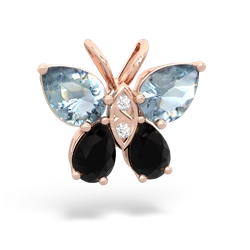 Aquamarine Butterfly 14K Rose Gold pendant P2215