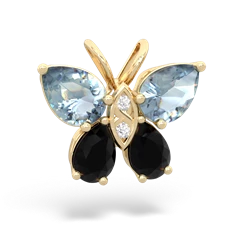 Aquamarine Butterfly 14K Yellow Gold pendant P2215