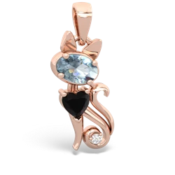 Aquamarine Kitten 14K Rose Gold pendant P5780