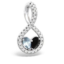 Aquamarine Pave Twist 'One Heart' 14K White Gold pendant P5360