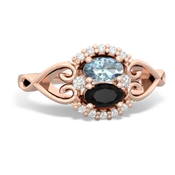 Aquamarine Love Nest 14K Rose Gold ring R5860