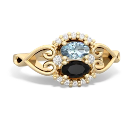 Aquamarine Love Nest 14K Yellow Gold ring R5860