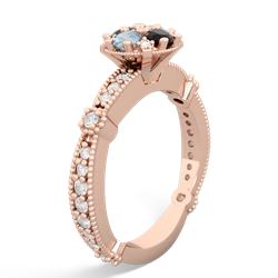 Aquamarine Sparkling Tiara Cluster 14K Rose Gold ring R26293RD