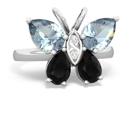 Aquamarine Butterfly 14K White Gold ring R2215