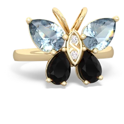 Aquamarine Butterfly 14K Yellow Gold ring R2215