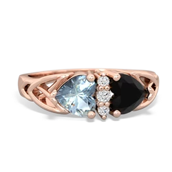 Aquamarine Celtic Knot Double Heart 14K Rose Gold ring R5040