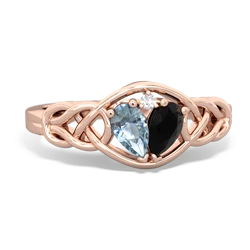 Aquamarine Celtic Love Knot 14K Rose Gold ring R5420