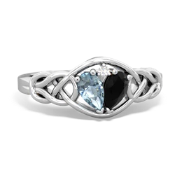 Aquamarine Celtic Love Knot 14K White Gold ring R5420