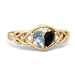 Aquamarine Celtic Love Knot 14K Yellow Gold ring R5420