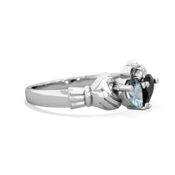 Aquamarine 'Our Heart' Claddagh 14K White Gold ring R2388